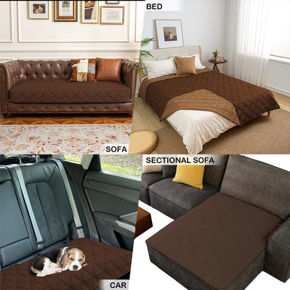 fuguitex Waterproof Dog Blanket, Pet Friendly Reversible Throw Essential for Small Dogs, Tear Resistant Leakproof Washable Couch Cushion Bed Protector Cover for Indoor Furniture（30"*70",Beige+Cream