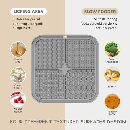 ChefAide 2 Pack Lick Mat for Dogs,Cats,Upgraded 8.5×8.5 inches Licking Mats with Suction Cups,Slow Feeder Licking Pad for Anxiety Relief and Boredom Reducer,Suitable for Dog Training Set 3