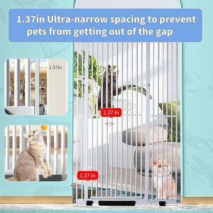 YZHDUXIU Extra Tall Cat Gate,Extra Wide Adjustable Gate,Pressure Mounted Walk Through Swing Safety Dog Pet Gates for Stairs, Doorways, Kitchen (White, 71''Tall*43 ''Wide)