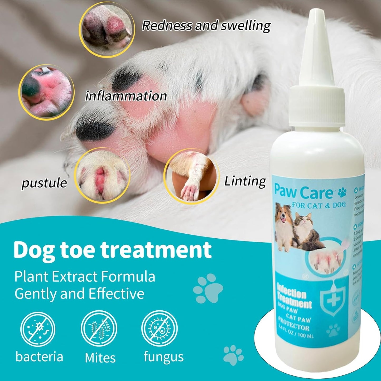 Dog Paw Cleaning Solution,3.4 FL Oz Pet Paw Cleaner,Dog Paw Cleaner, Pleasant Smell Dog Foot Cleaner, Deep Clean Paw Cleaner for Dogs and Cats,No Rinse Dog Paw Washer