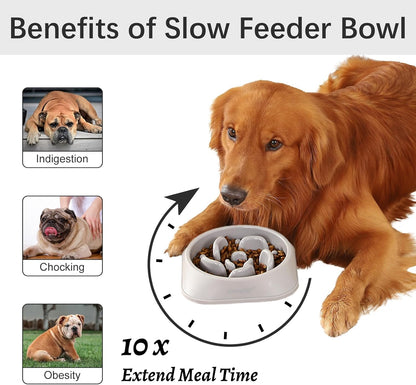 MateeyLife Slow Feeder Dog Bowls 2PCS, Anti-Choking Puzzle Dog Food Bowls, Anti-Slip Interactive Feeding Slow Down Eating, Bloat Stop Maze Dishes for Medium Breeds Pink&Purple