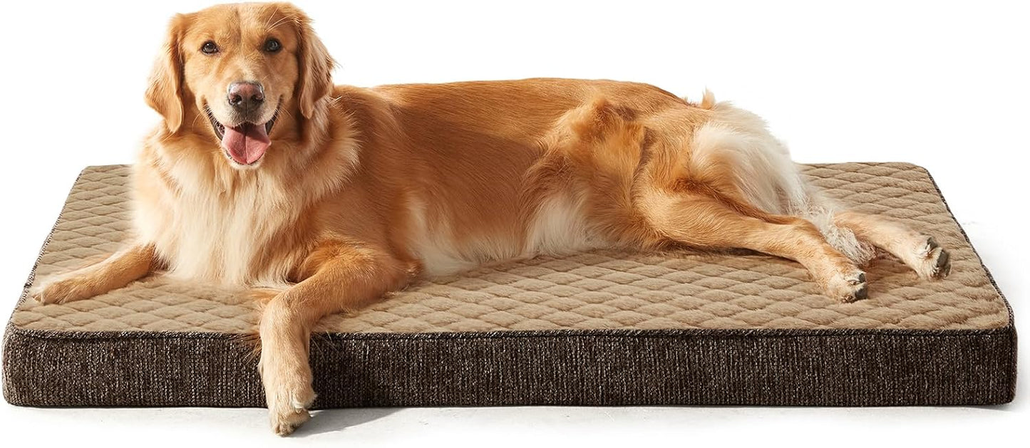JOEJOY XL Dog Beds Large Sized Dog, Orthopedic Big Dogs Crate Bed with Washable Removable Cover, Extra Thick Egg-Crate Memory Foam Pet Beds up to 80 lbs, Grey, 41"x27"