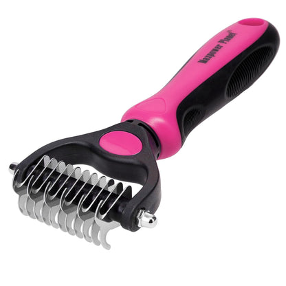 Maxpower Planet Dog Rake and Dog Hair Brush - Gently Removes Loose Undercoat, Mats and Tangled - Deshedding Grooming Tool for Dogs & Cats - Self Cleaning Slicker Brush - All Hair Types