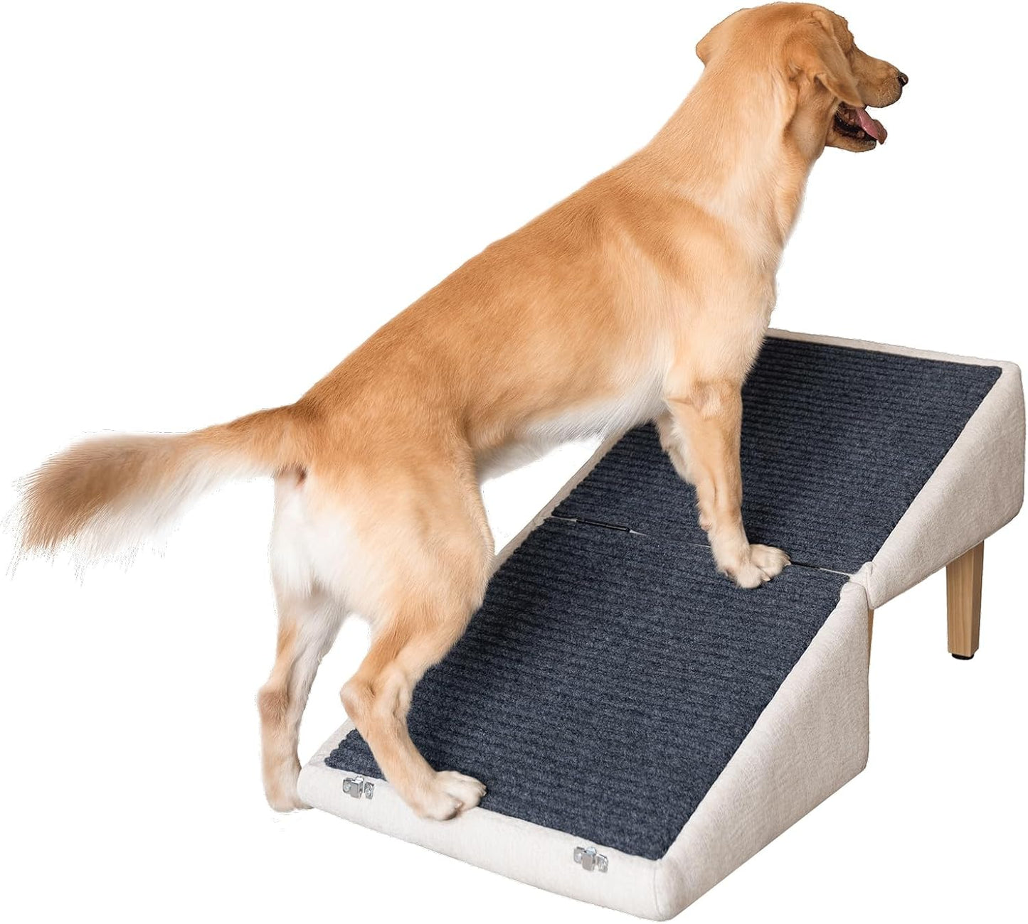 3-in-1 Dog Ramp 18.9"×17.7"×18.9" with Storage – Pet Stairs for Senior & Injured Dogs & Cats, Hidden Storage Footstool, Ottoman Anti-Slip, Supports 220 lbs for Beds & Sofas (Blue-pro)