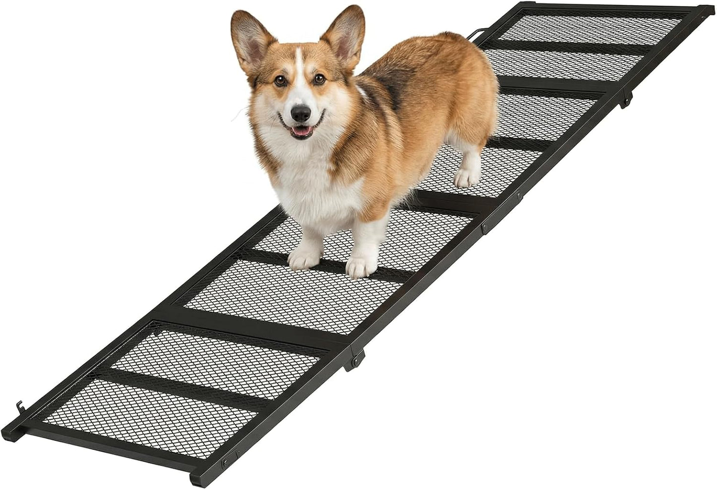 HOOBRO 70.8" Folding Dog Ramp for Car, 4-Fold Pet Ramp for Car SUV Couch, Extra Long Dog Ramp for Large Dogs Senior Pets, Non-Slip Walking Surface, Portable Design, Black BK08PT03