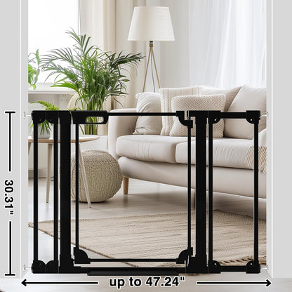 WAOWAO Clear Baby Gate for Stairs Modern Design Acrylic Auto Close Pet Gate, 29.52-37.79" Wide Safety Baby Gate for Doorways,White Clear Dog Gates Indoor, Hallways,Kitchen