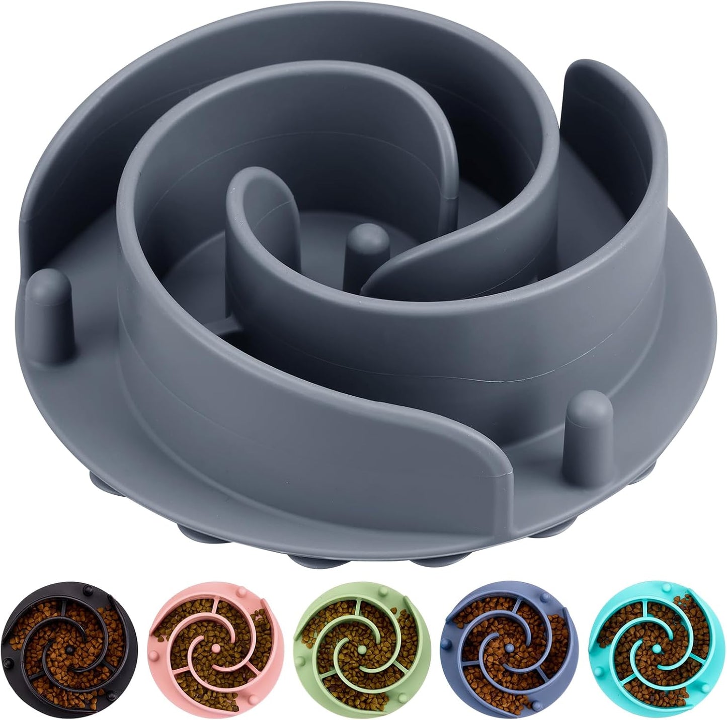Slow Feeder Dog Bowls Insert, Bestalk Soft Silicone Slow Eating Feeder Insert with Suction Cups for Small, Medium and Large Dogs, Fit into Basic and Elevated Dog Bowls, Dark Blue