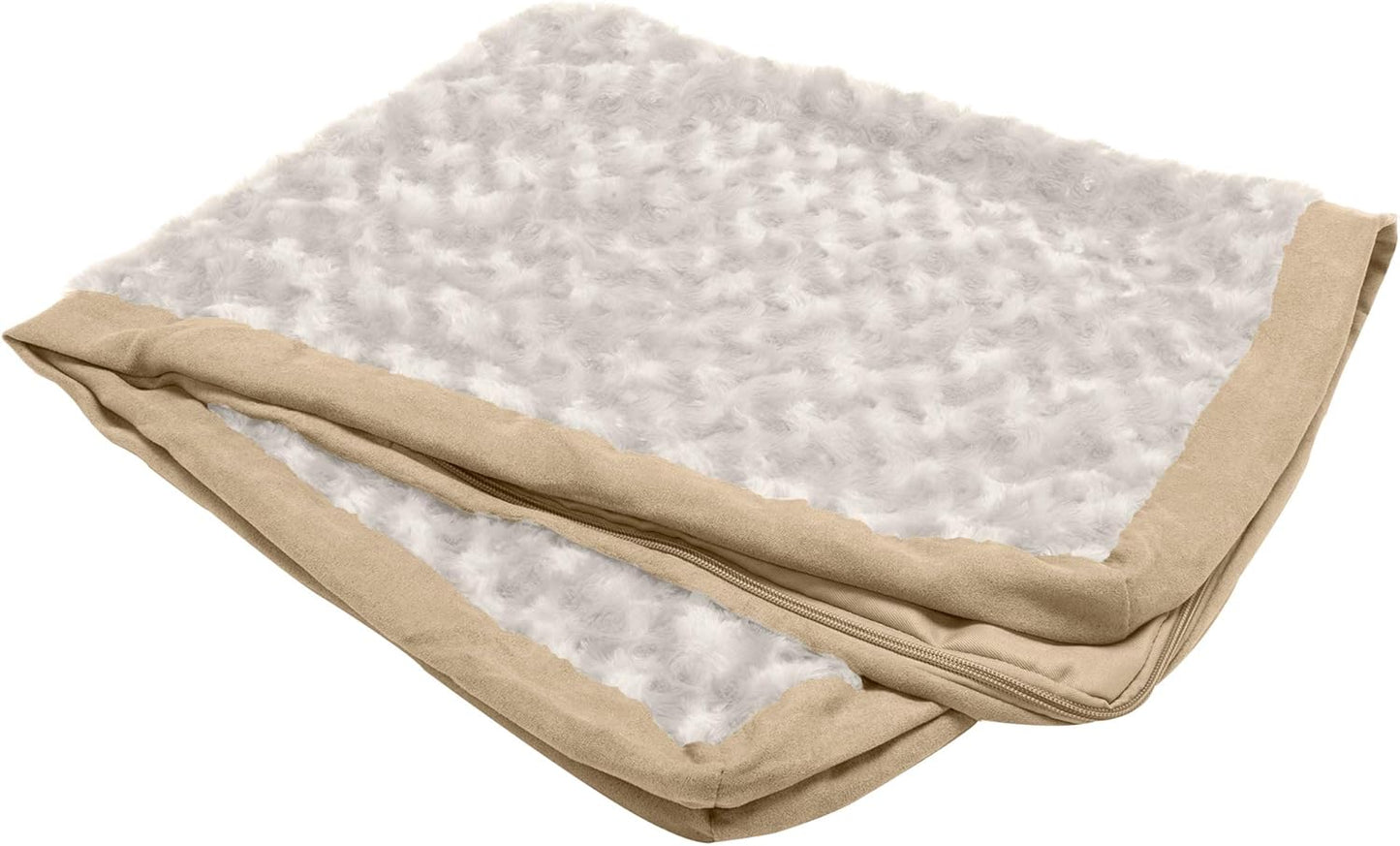 Furhaven Replacement Dog Bed Cover Ultra Plush Faux Fur & Suede Mattress, Machine Washable - Gray, Large