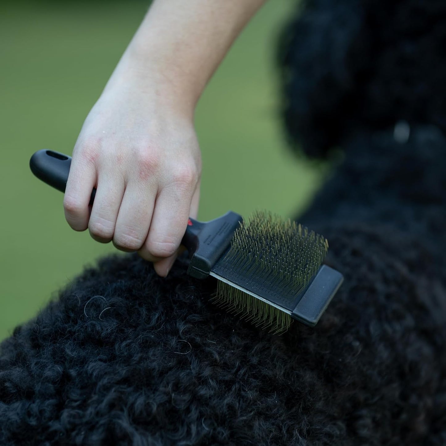 Jeffers Pet Dual Level Pin Universal Slicker Brush for Dogs, Cats & Small Pets - Curved Grooming Brush with Long & Short Pins for Shedding, Detangling, Finishing - Remove Mats & Dead Coat - Large