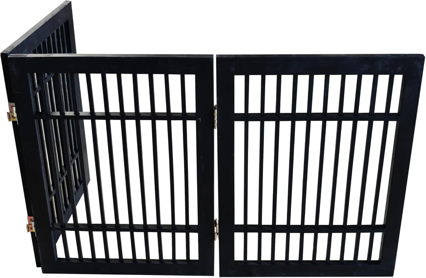 Urnporium Freestanding Wooden Dog Gate for Doorways – Foldable Acacia Wood Pet Gate, No Drill Portable Indoor/Outdoor Puppy Fence Barrier (White Pet Gate, 3 Panel 24" Tall)