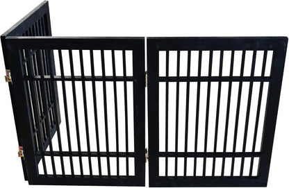 Urnporium Freestanding Wooden Dog Gate for Doorways – Foldable Acacia Wood Pet Gate, No Drill Portable Indoor/Outdoor Puppy Fence Barrier (White Pet Gate, 3 Panel 24" Tall)