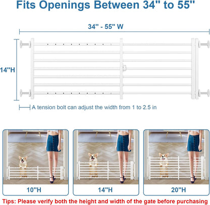 Malier Indoor Dog Gate with Door, 26-41" Extra Wide Full Metal Pet Gate Short Dog Gate for Stairs, Pressure Mount 10'' Tall Small Puppy Low Gate Easy Step Over for Doorways