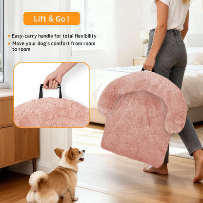 Calming Dog Bed Fluffy Plush Dog Mat for Furniture Protector with Removable Washable Cover for Large Medium Small Dogs and Cats (Large, Light Grey)