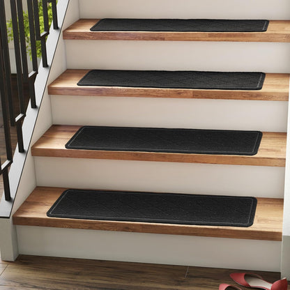 RIOLAND Carpet Stair Treads for Wooden Steps Indoor 9" x 36" Non Slip Stair Treads for Wood Stair with Reusable Adhesive, 15 Pack Peel and Stick Stair Runner for Kids Elders and Dogs, Diamond Gray