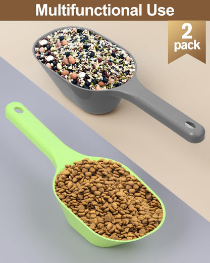 2 PACK Dog Food Scoop,1 Cup Capacity Pet Food Scoop With Measuring Lines For Dog, Puppy and Cat (Black)
