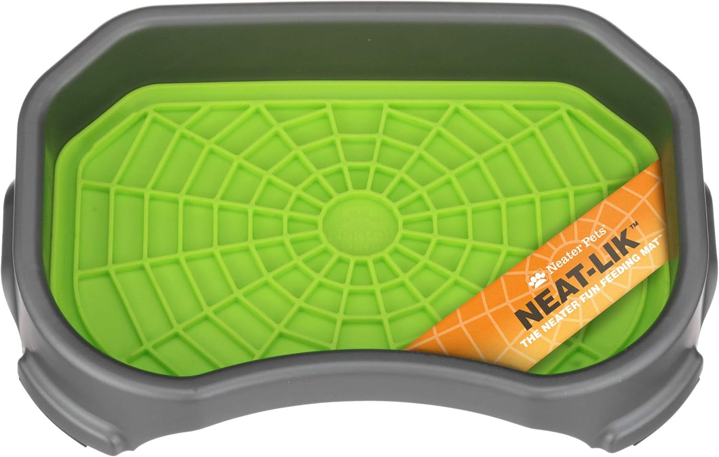 Neater Pets Neat-LIK Dog Lick Mat w/Mess-Proof Tray, Lick Mat for Dogs, Cats, Puppy, Reduces Anxiety & Boredom, Peanut Butter Slow Feeder, Interactive Treat Licking Pad (Green/Vanilla Bean)