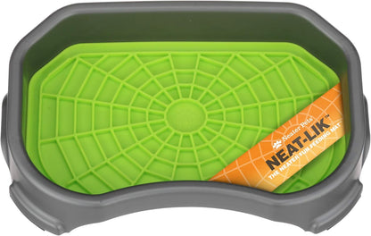 Neater Pets Neat-LIK Dog Lick Mat w/Mess-Proof Tray, Lick Mat for Dogs, Cats, Puppy, Reduces Anxiety & Boredom, Peanut Butter Slow Feeder, Interactive Treat Licking Pad (Green/Vanilla Bean)