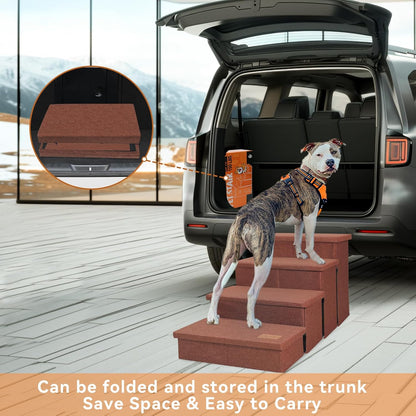 Zerbuger Wider Dog Ramp for High Bed with Storage 18" H, Foldable Dog Stairs for Small Medium Large Older Senior Animal, Sturdy Dog Step for Climbing Bed or Couch, Arthritis-Friendly (Gray, No Condo)