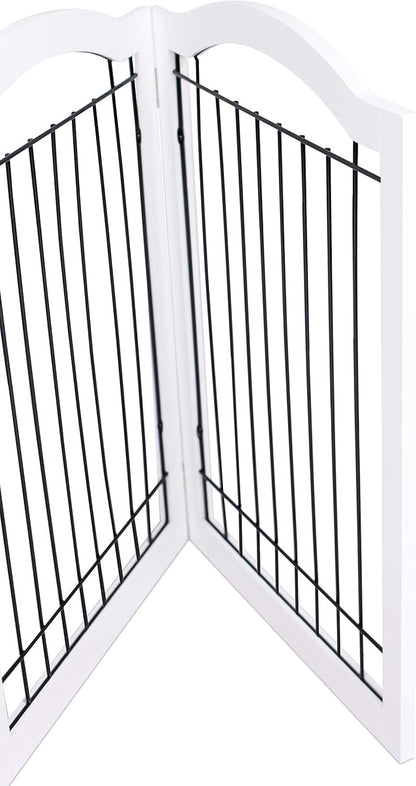 Internet's Best Wire Dog Gate with Arched Top - 4 Panel - 30" Tall - White