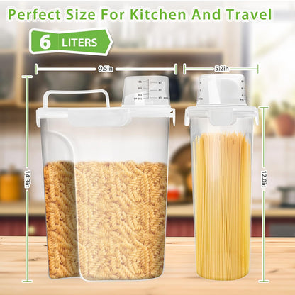 Viretec Rice Airtight Storage Container, 3 to 5Lbs Cereal Dry Food Flour Bin, Pet Dog Cat Food Dispenser with Measuring Cup, BPA Free Clear Plastic Kitchen and Pantry Organization Bin for Sugar