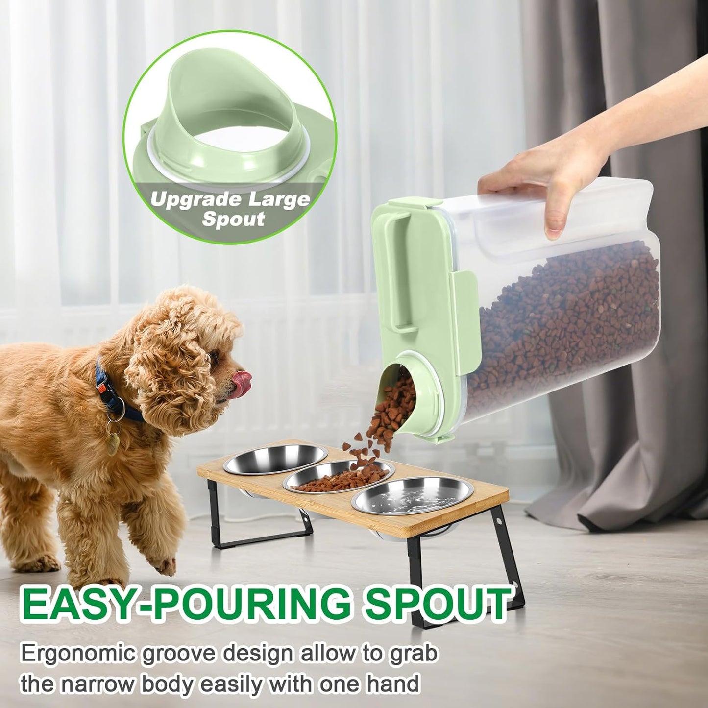 TBMax Dog Food Storage Container 5-7 lbs, Airtight Cat Food Container with Larger Spout & Measuring Cup, Portable Pet Food Storage Dispenser for Small Animal Kibble Storage, Bird Seed Container