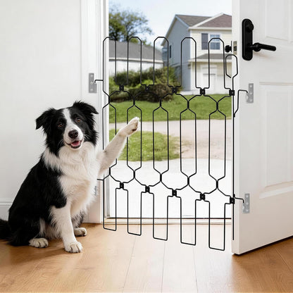Retractable Dog Gate for Front Door, 30.7" W x 30.7" H Safety Metal Pet Gate for Dogs When Opening, Easy Install Front Entry Dog Door Barrier