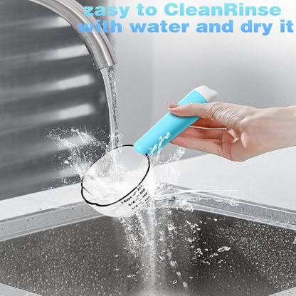 Dog-Cat Food Scoop 1 Cup, Pet Food Measuring Cup with Long Handle, Food-Grade Scoop for Dogs, Rabbit Wet or Dry Food, Easy to Clean & Accurate Scale (Blue)
