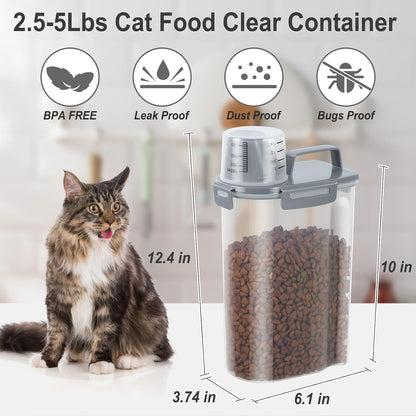 Dog Cat Food Storage Container, Pet Food Container Airtight with Large Spout & Cup, BPA-Free Plastic Food Dispenser for Pet Food, Bird Seed, Rice, Flour - Pink 2.5-5lb (1 pack)