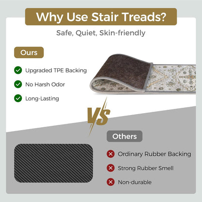 sarben Non Slip Stair Treads for Wooden Steps 15PCS - 8"x30" Indoor Safety Carpet, Edging Mats with TPE Adhesive Backing, Pet and Elderly Friendly Stair Rugs (Taupe) - Colors B