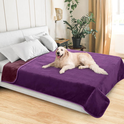 LOOBANI Waterproof Blanket for Bed: Reversible Soft Flannel Twin Bed Blanket 60" x 80", Leakproof Throw Spill-Proof Dog Pet Blanket for Couch Cover, Movie Time, Camping, Travel, Grey