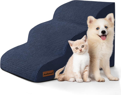 Aodisman 3-Step Dog Ramp and Stairs for Sofa and Chair - Non-Slip Sturdy Pet Steps for Small Dogs and Cats,15.7" H,Grey