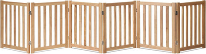LZRS 2-Panel Wooden Free Standing Foldable Dog Gate Indoor – Solid Hardwood 24" High, Step-Over Safety Pet Gate for Doorways, Stairs & Small Spaces - Indoor Use, White