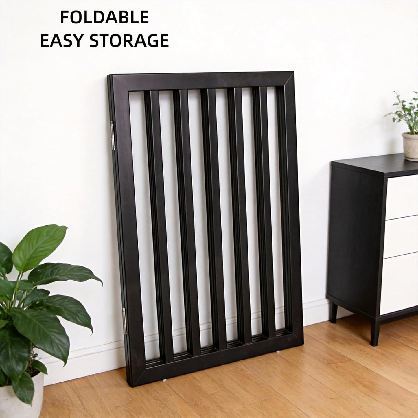 ZJSF Freestanding Indoor Dog Gate for House Foldable Wood Puppy Gate for Doorways Pet Gate for Stairs Extra Wide Pet Fence, Brown, 24" Height 3 Panels