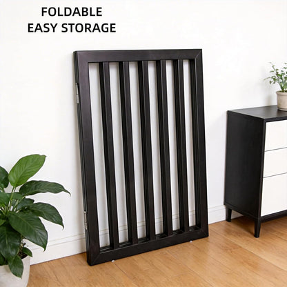 ZJSF Freestanding Indoor Dog Gate for House Foldable Wood Puppy Gate for Doorways Pet Gate for Stairs Extra Wide Pet Fence, Brown, 24" Height 3 Panels