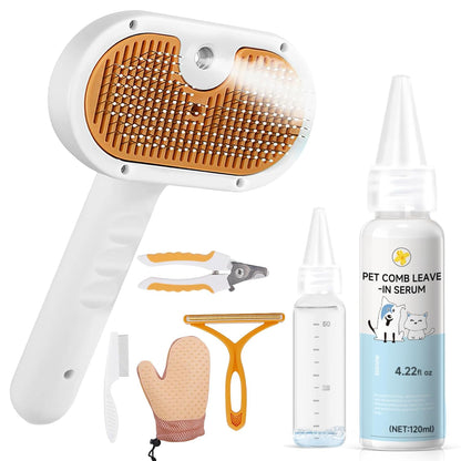 Pet Steam Brush Dog Cat 2026 New Grooming Comb for Shedding, Floating Hair, Smooth & Detangling, Gentle Cool Mist Softens Hair Reduces Static Helps Pets Who Dislike Bathing,Includes Waterless Shampoo