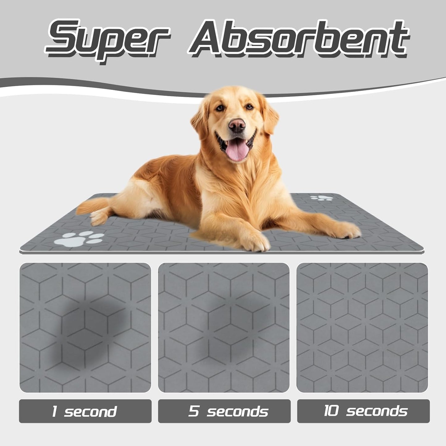 Le courant Dog Cat Feeding Mat,Water Absorbent, Non Slip Placemat for Pets Bowl and Water,100% Waterproof Feeding Mats for Multiple Breeds.Grey.Bone Printing