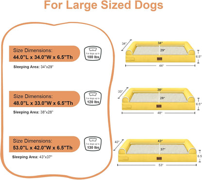 Large Dog Bed Orthopedic Washable: Beds Bolster XL Bed Large Big Dogs Memory Foam Couch Sofa Waterproof with Removable Cover