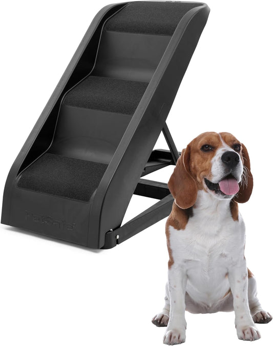 PetSafe Happy Ride Side Door Dog Stairs for Cars & SUVs, Foldable Back Seat Dog Steps with 3 Heights
