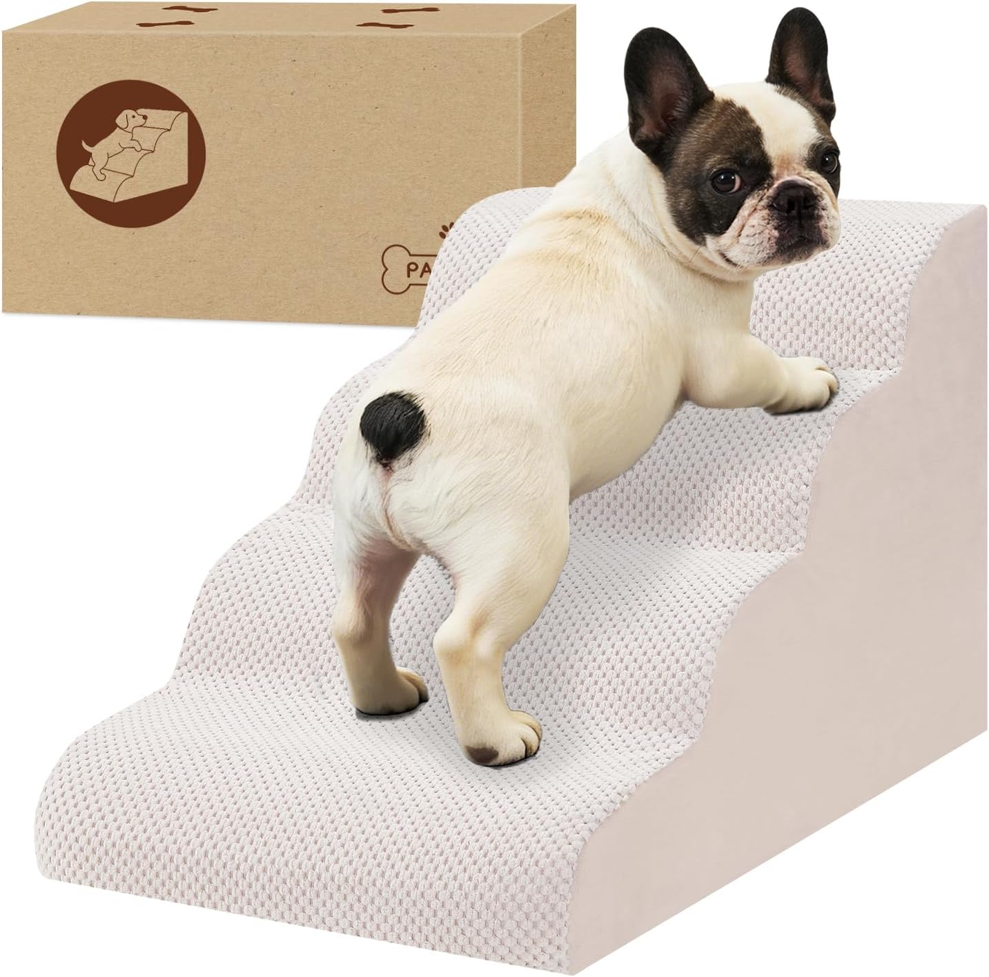 Dog Stairs for Couch, 3 Steps 13.8" H Non-Slip Pet Stair, Balanced Stable Pet Ramp for Small Dogs, Indoor Furniture Step, Gray