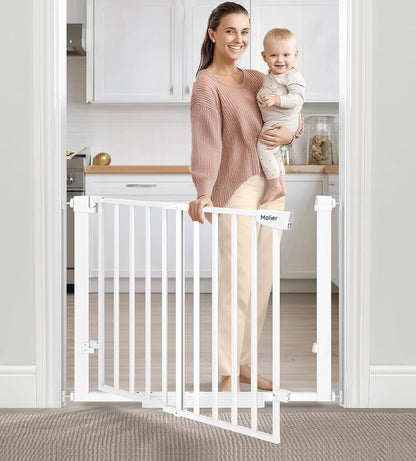 Malier Large Walk-Thru Door Baby Gate, 29-40" No Drill Pressure Mounted Dog Gate with Auto Close, Safety Gate Pet Gate for Stairs, Doorways, Child and Dogs Indoor (Black, 29''- 40''W × 30''H)