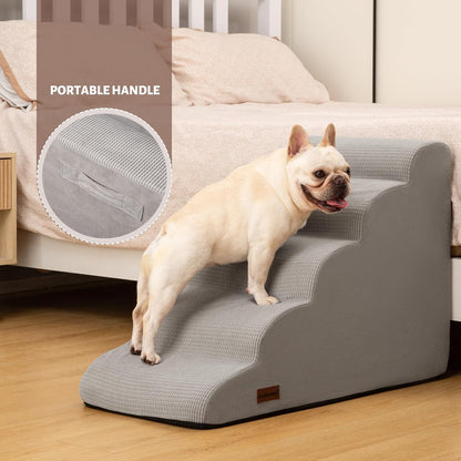 Aodisman 3-Step Dog Ramp and Stairs for Sofa and Chair - Non-Slip Sturdy Pet Steps for Small Dogs and Cats,15.7" H,Grey