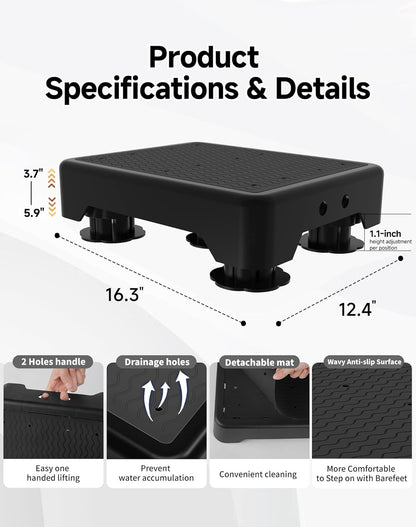 Adjustable Step Stool for Adults, Noctilucent Bed Step Stools, 660 LBS Capacity Non-Slip Safety Step Platform Indoor and Outdoor for Seniors and Kids, Wide Step Stools Elderly Assistance at Night