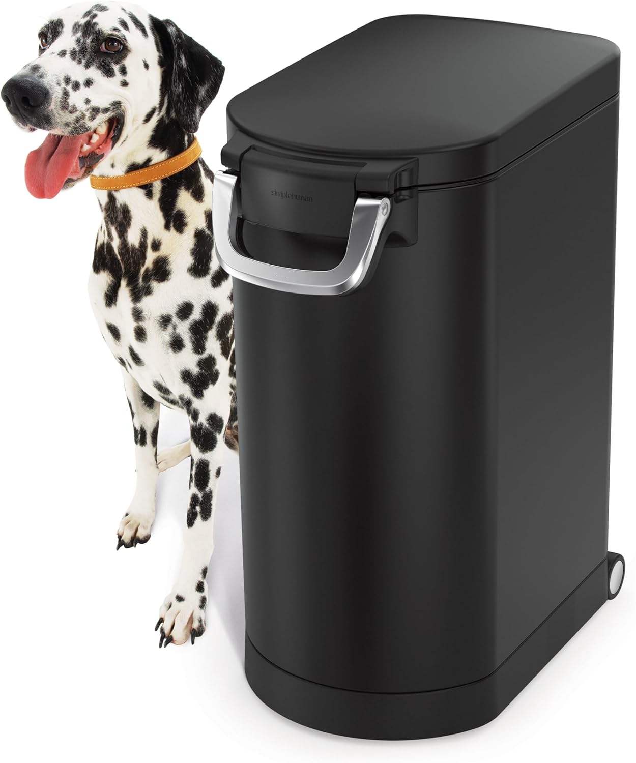 simplehuman Large Pet Food Storage Container, Holds 30-35 lb / 14-16 kg of Dry Dog Food, Cat Food, or Bird Seed, Airtight Lock-Tight Lid with Magnetic Scoop, BPA-Free, Brushed Stainless Steel