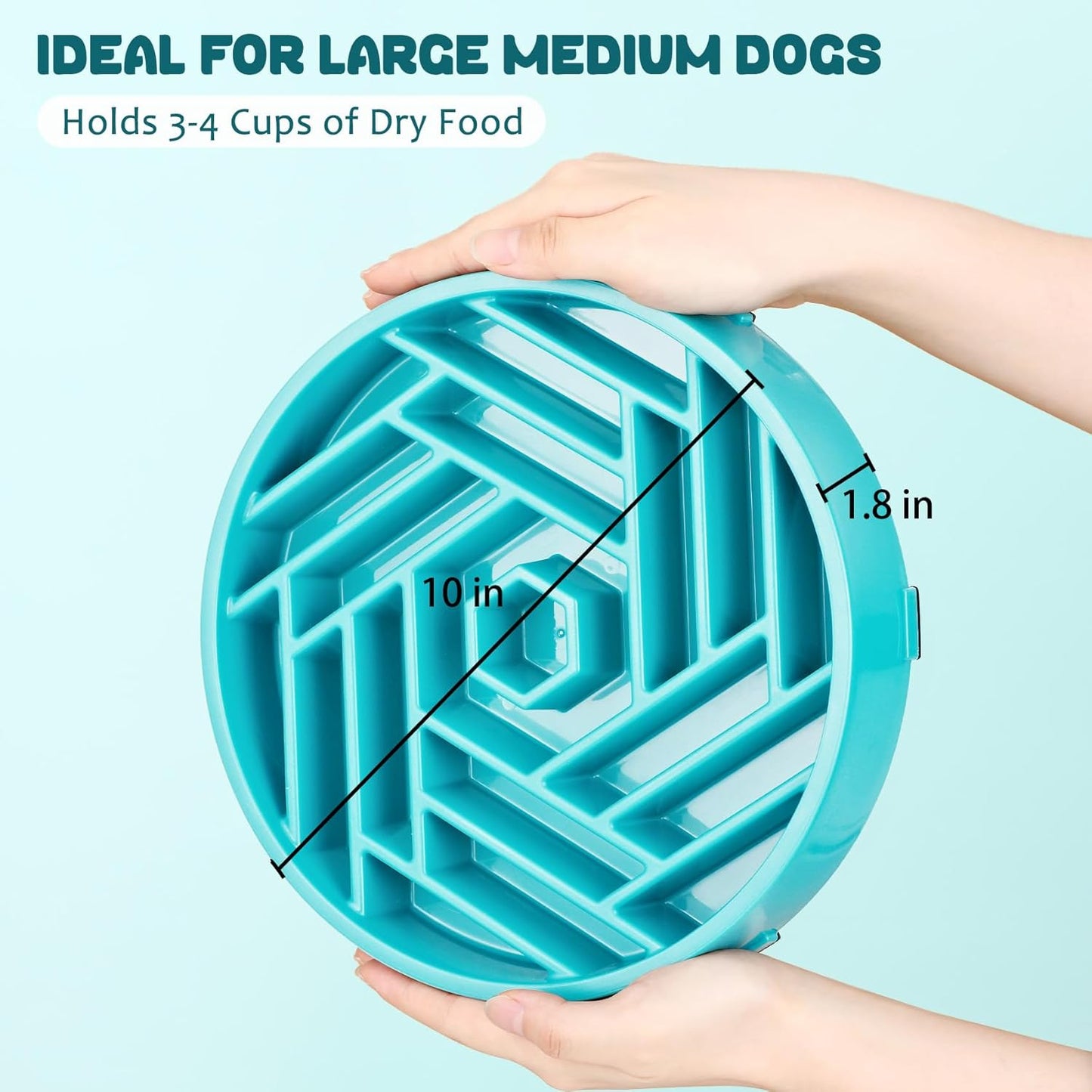 WHIPPY Slow Feeder Dog Bowl, Puzzle Maze Design to Slow Down Eating, 3-Cup Capacity, Anti-Gulping Food Bowl for Medium & Large Dogs,Black