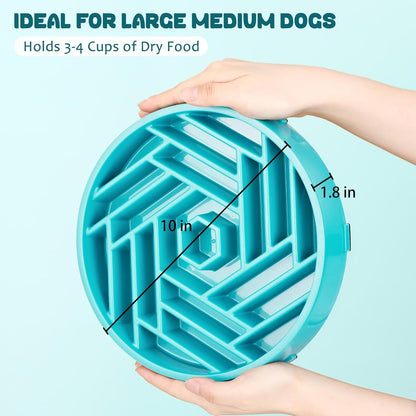WHIPPY Slow Feeder Dog Bowl, Puzzle Maze Design to Slow Down Eating, 3-Cup Capacity, Anti-Gulping Food Bowl for Medium & Large Dogs,Black