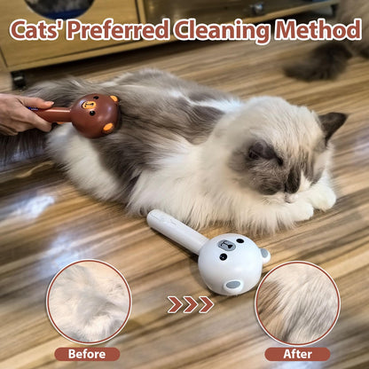 Double-Sided Pet Deshedding Dematting Comb & Steam Brush with 2 Spray Levels, Extra-Wide Detangling Undercoat Rake for Long-Hair Dogs & Cats Matted Fur, Knots, Rechargeable Grooming & Massage Tool