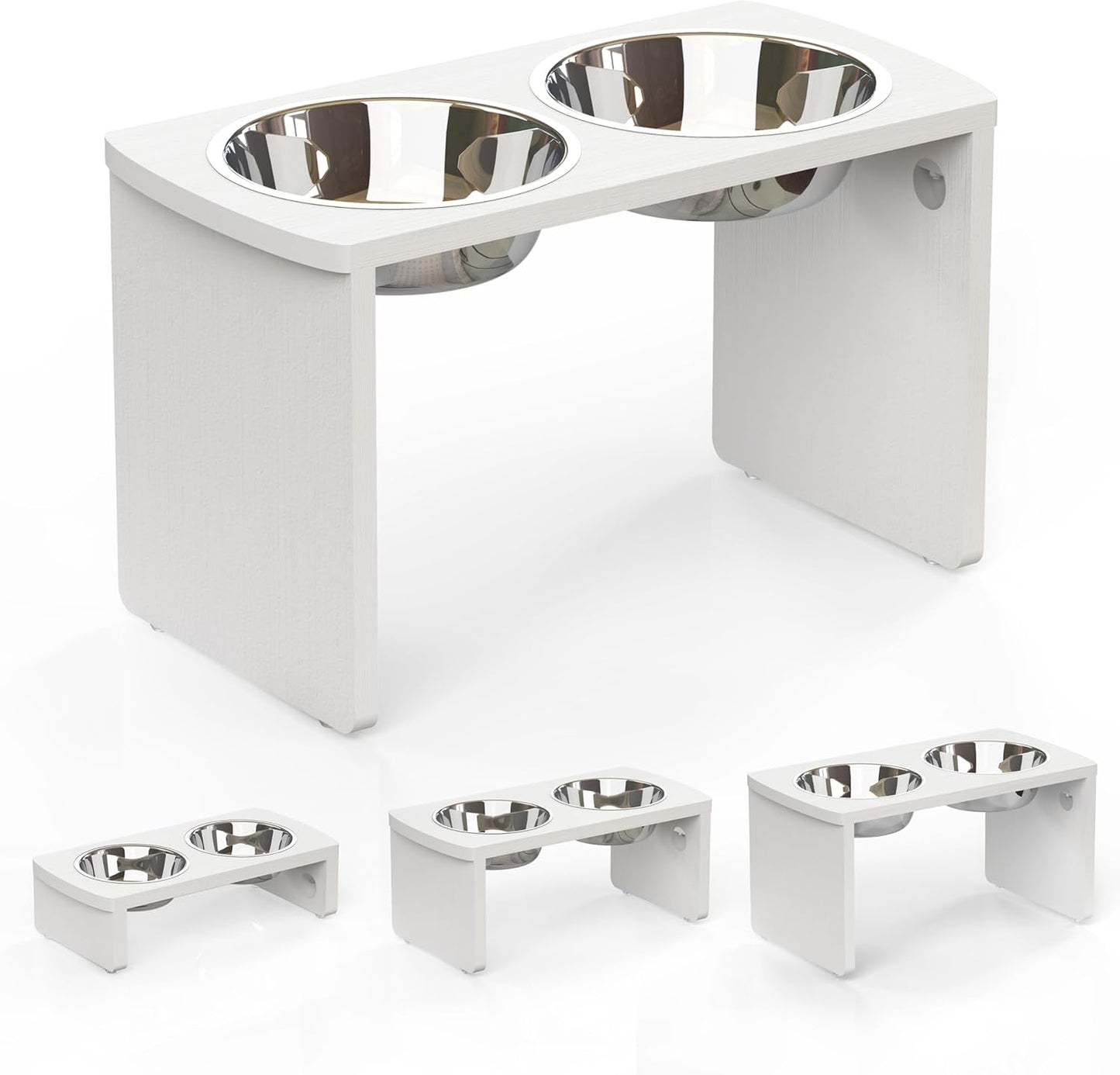 Elevated Dog Bowls, Bamboo Raised Dog Bowl for Medium Dogs, with 2 Stainless Steel Bowls (7'' Tall-40 oz Bowl)