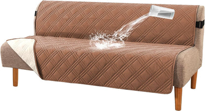 H.VERSAILTEX 100% Waterproof Slipcovers for Couches and Sofas Modern Pet Couch Cover Thick Soft Furniture Protector with Elastic Straps(Sofa, Lily Pad/Beige)