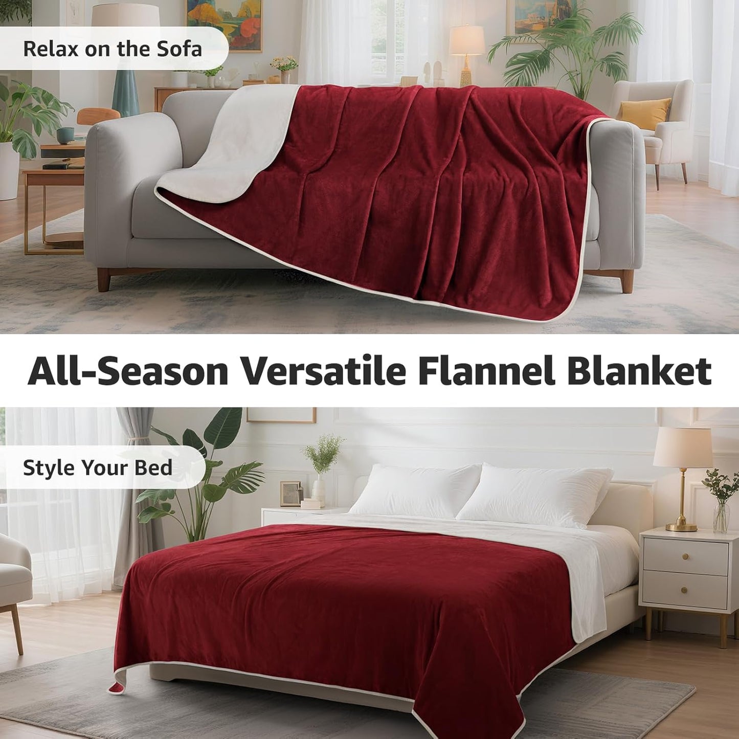 LOOBANI Waterproof Blanket for Bed: Reversible Soft Flannel Twin Bed Blanket 60" x 80", Leakproof Throw Spill-Proof Dog Pet Blanket for Couch Cover, Movie Time, Camping, Travel, Grey