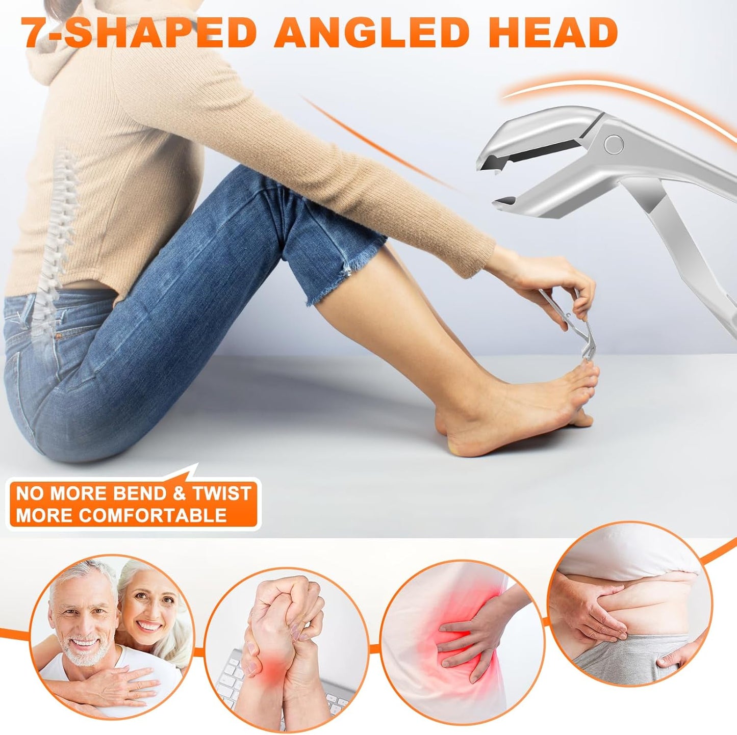 Toenail Clippers for Seniors Thick Toenails, Upgrade Angled Head Large Toe Nail Clippers for Men with Wide Jaw Opening, Sharp Heavy Duty Fingernail Clipper Cutter with Catcher Long Handle -Black
